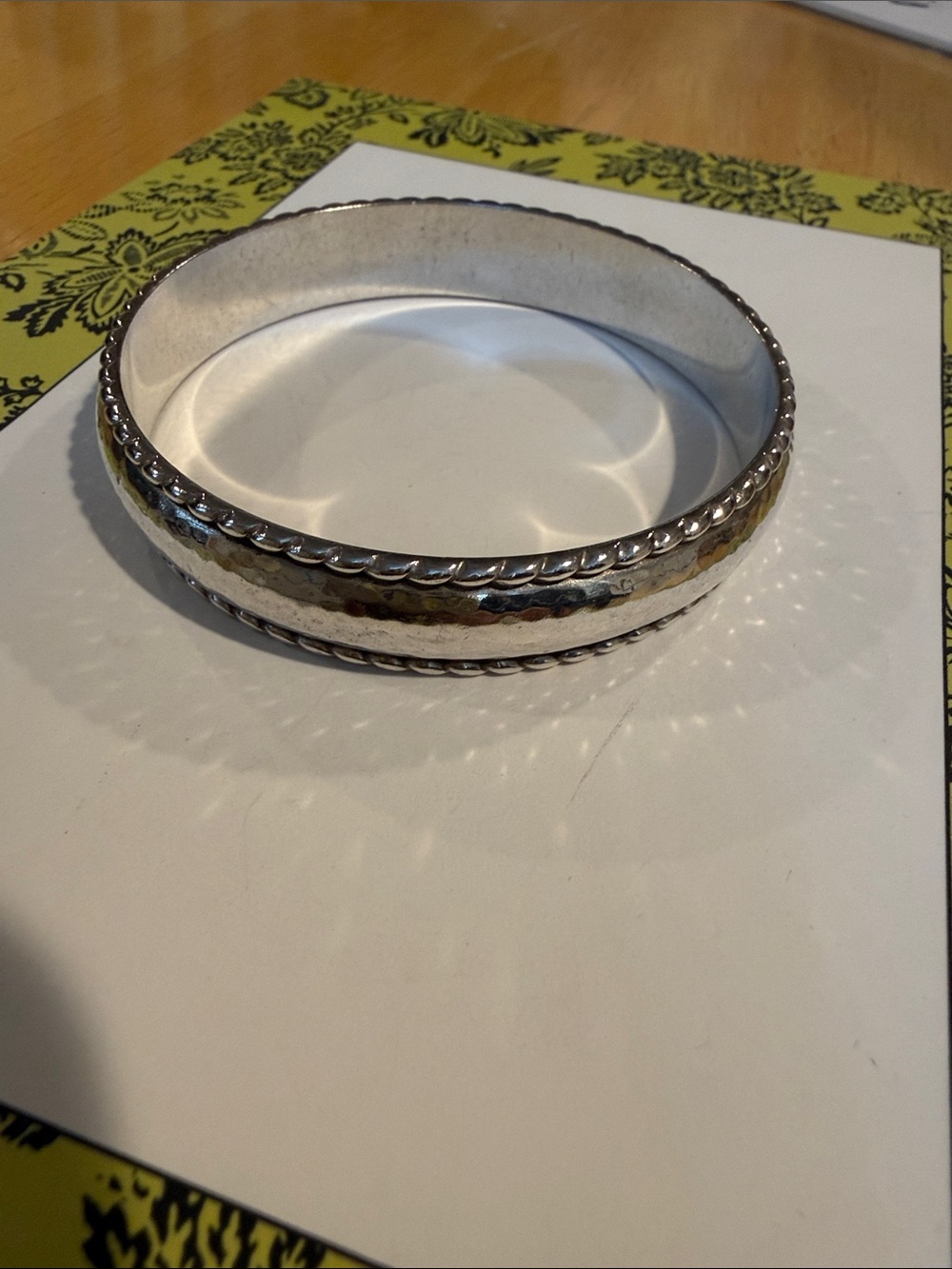 Brighton Silver-Tone Hammered Rope-Edge Bangle - Picture 2 of 6